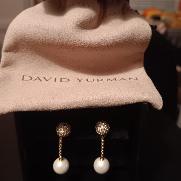David Yurman Solari Chain earrings. 10.39mm pearls on dangle chains - Picture 4 of 8